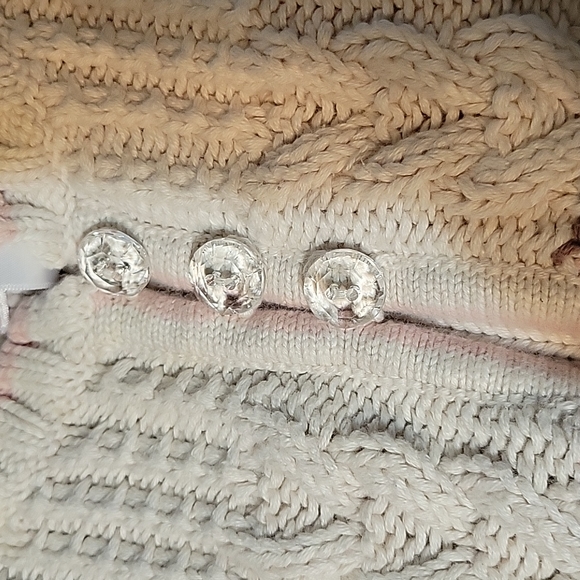 Old Navy Cream Cable Knit Sweater with Brown and Pink Snowflakes - Picture 3 of 6